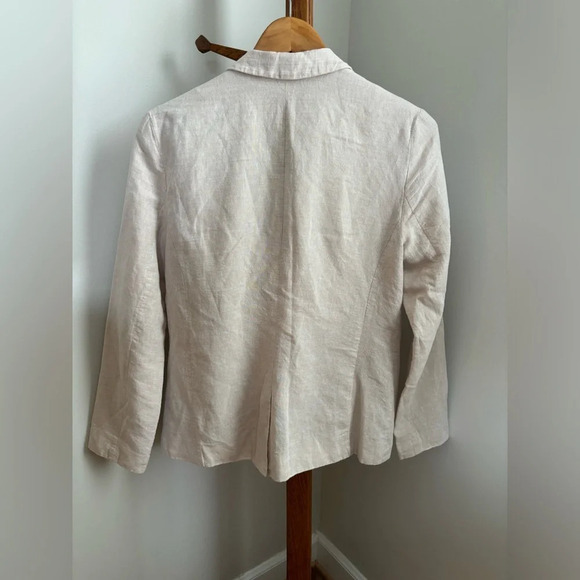 Gap Size 10 Tan Neutral Minimalist Linen Blend Blazer Jacket - Picture 3 of 4